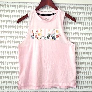 Pink Nike flower Dri-fit tank